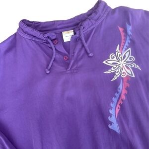 Vintage Crazy Shirts Hawaii Purple Y2K 90s Tribal Floral Long Sleeve Top Small
